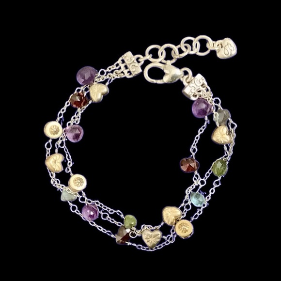 Brighton Multi-Color Heart Charm & beaded Bracelet